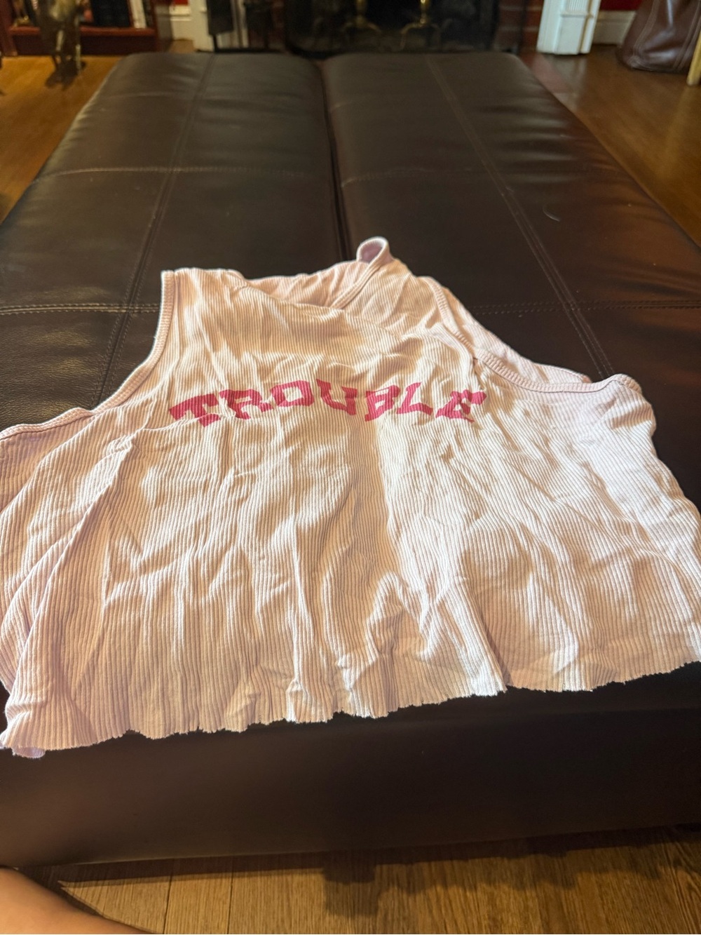 Garage pink Ribbed Crop Tank